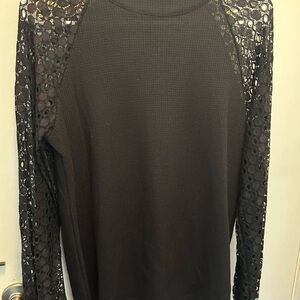 Black Lace Sleeve Top